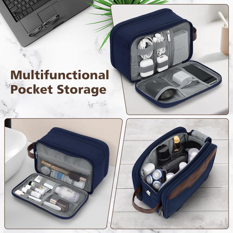 Wedama Toiletry Bag for Men  Medium Hanging Travel Toiletry Bag  Extra Electronic Organizer Bag Waterproof Shaving Bag for Toiletries with PU Handle for Travel Business Trips Swim Camping  Blue - Image 5